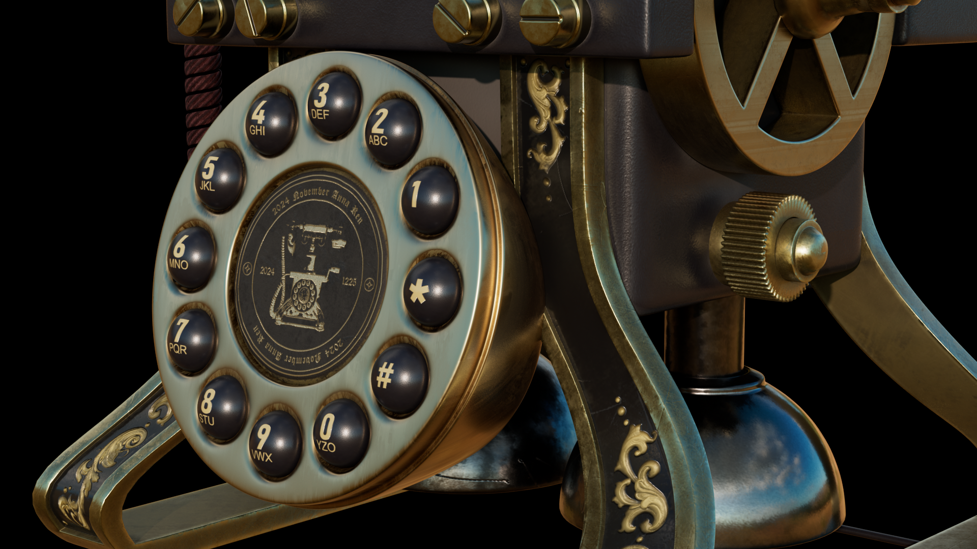 Steampunk Telephone Closeup Image